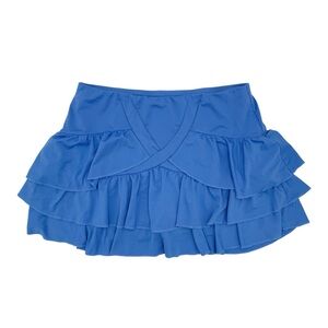 Lucky in Love Long Rush Tiered Ruffle Skort Blue Athletic Skirt Women's Size XL
